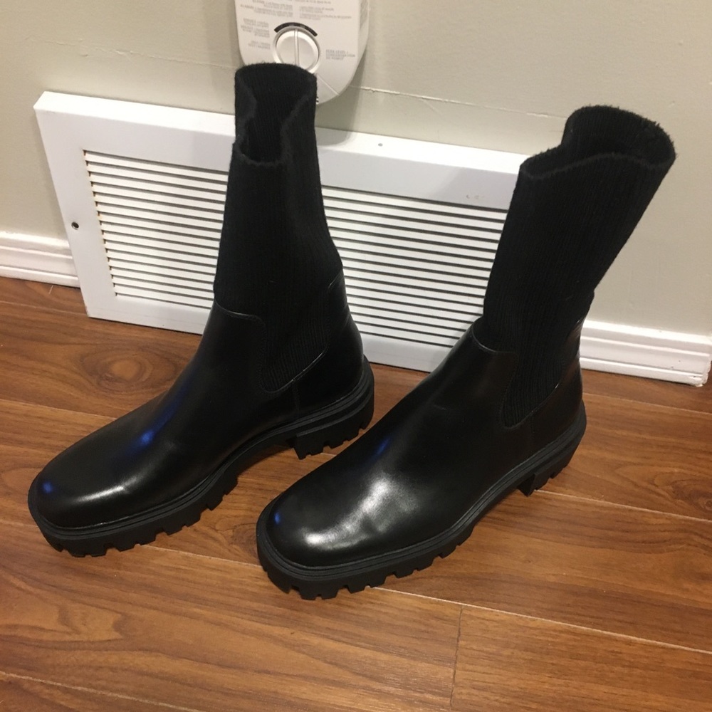Zara Lug sole boots 39 Sock style ankle boots